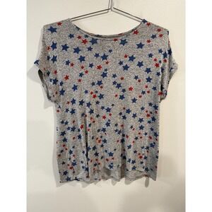 Lane‎ Bryant T-Shirt Women's Size 18/20 Gray Star Print Round Neck Short Sleeve
